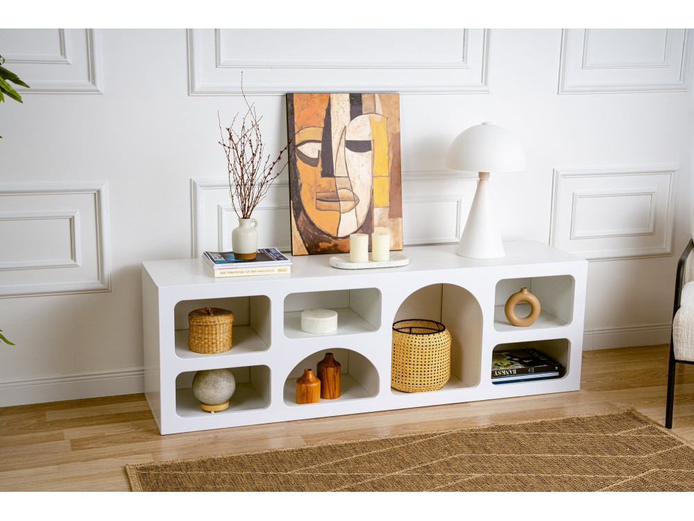 Credenza in legno "Ferlis" - 160 x 40 x 51 cm - Bianco