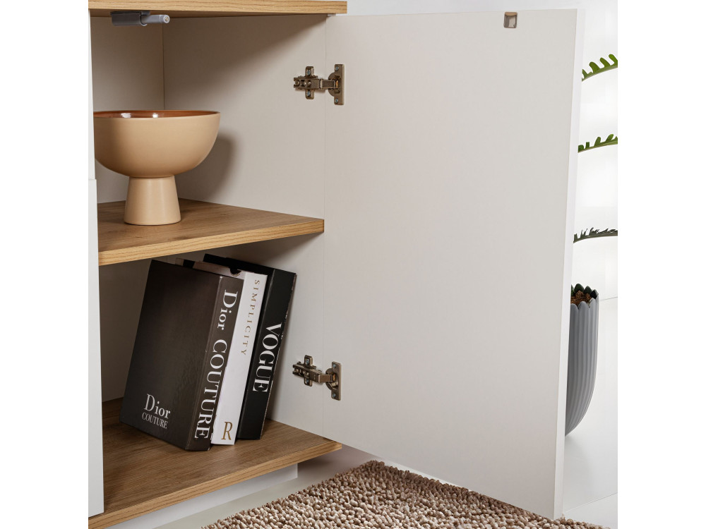 Credenza in legno "Arista" - 180 x 44,5 x 75 cm - Bianco / Rovere di Cadice