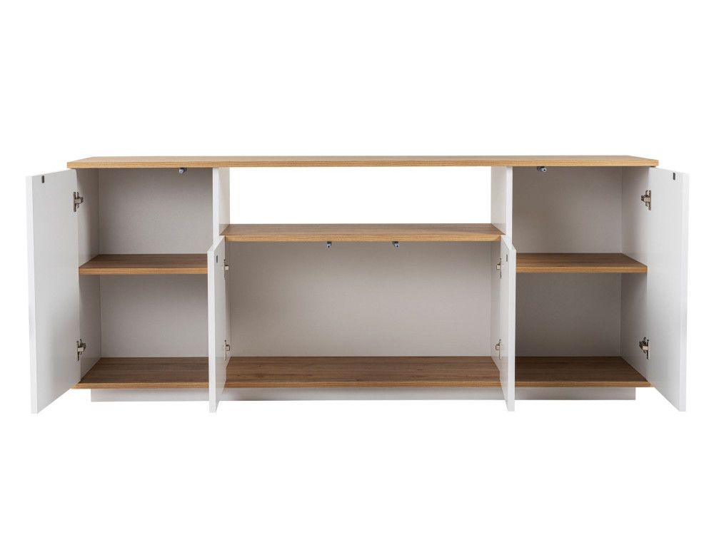Credenza in legno "Arista" - 180 x 44,5 x 75 cm - Bianco / Rovere di Cadice