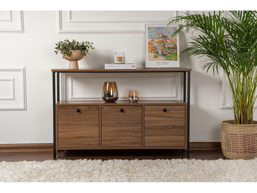 Credenza in legno "Solace" - 120 x 30 x 77 cm - Marrone
