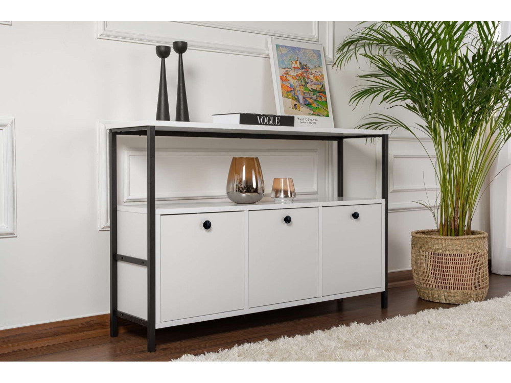 Credenza in legno "Solace" - 120 x 30 x 77 cm - Bianco