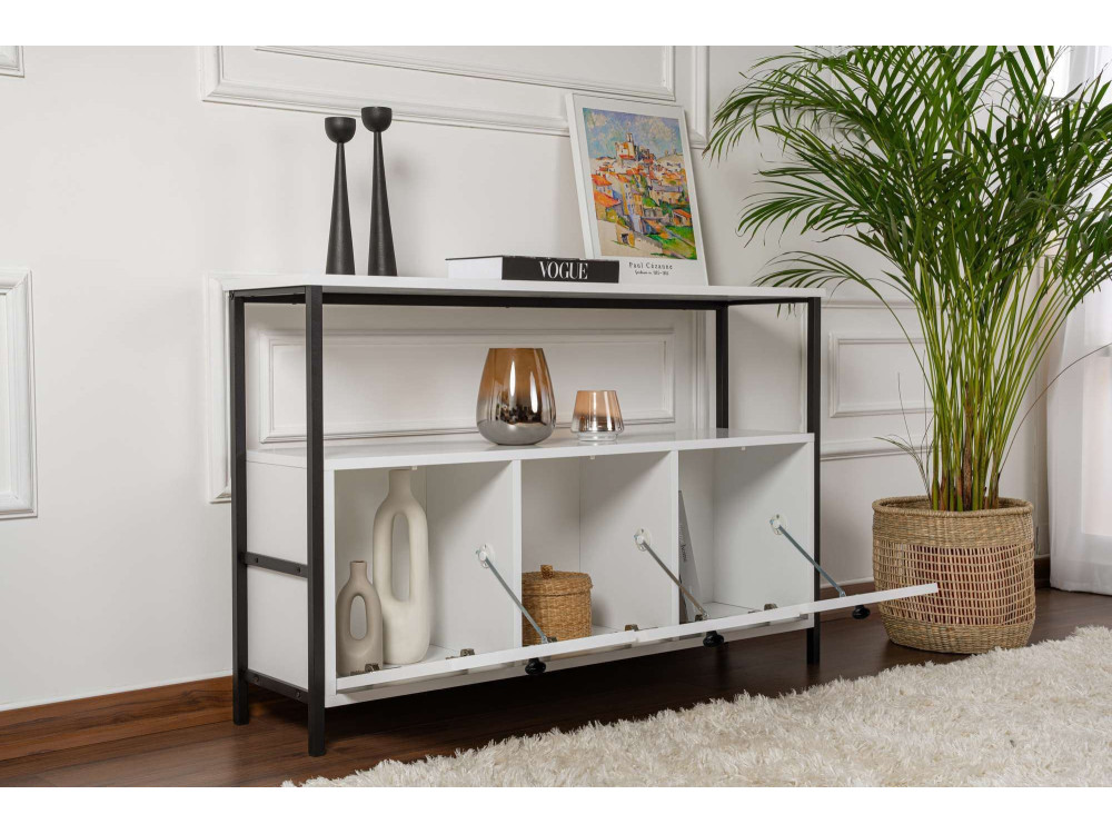 Credenza in legno "Solace" - 120 x 30 x 77 cm - Bianco