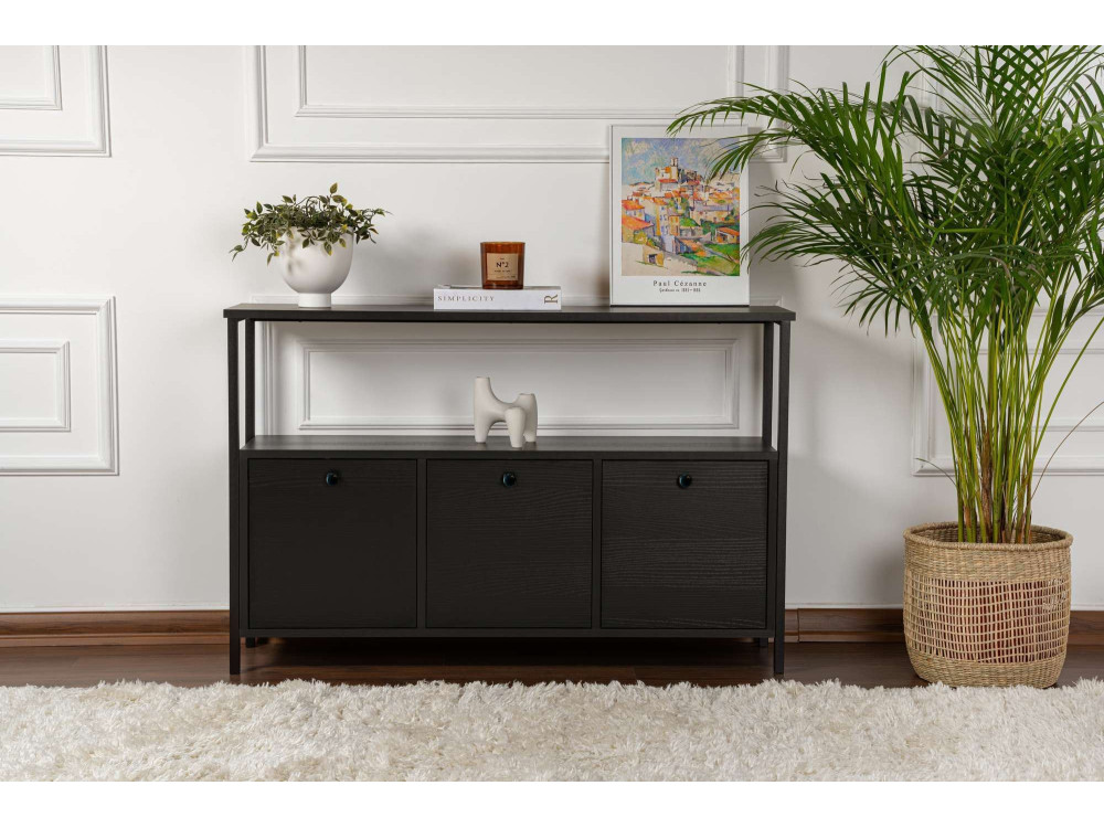 Credenza in legno "Solace" - 120 x 30 x 77 cm - Nero