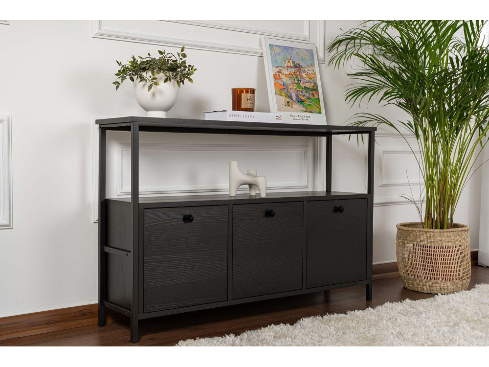 Credenza in legno "Solace" - 120 x 30 x 77 cm - Nero
