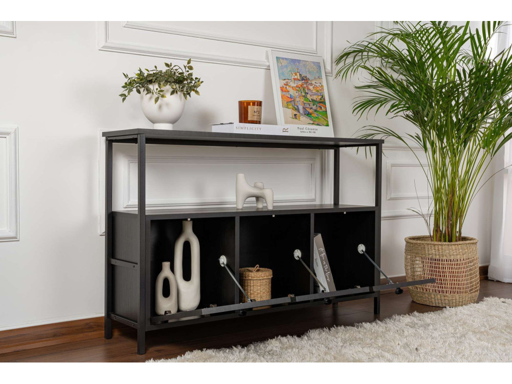 Credenza in legno "Solace" - 120 x 30 x 77 cm - Nero