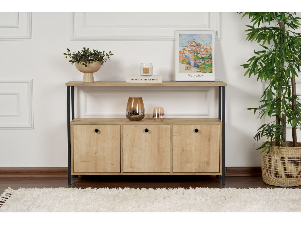 Credenza in legno "Solace" - 120 x 30 x 77 cm - Beige