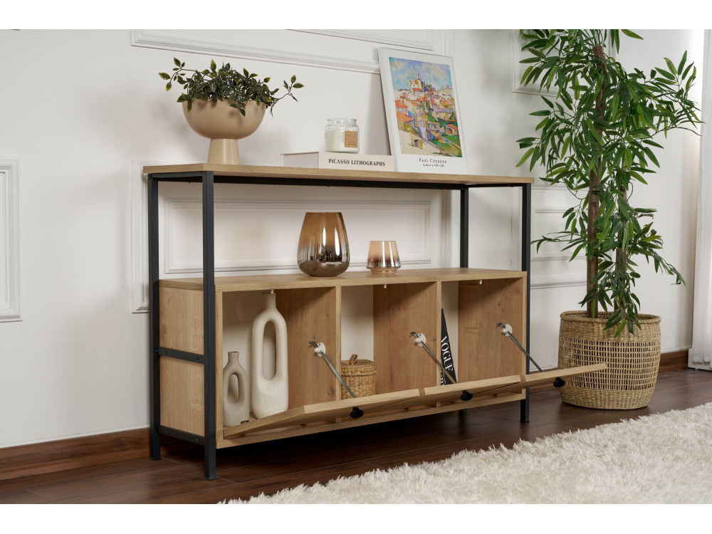 Credenza in legno "Solace" - 120 x 30 x 77 cm - Beige