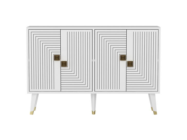 Credenza in legno "Ahart" - 120 x 30 x 80 cm - Bianco