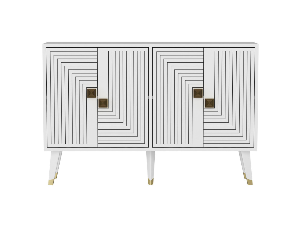 Credenza in legno "Ahart" - 120 x 30 x 80 cm - Bianco