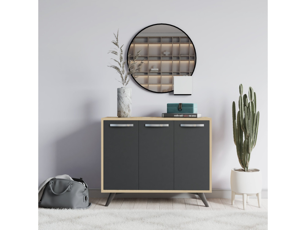 Credenza in legno "Piffa" - 100 x 35 x 82 cm - Grigio antracite