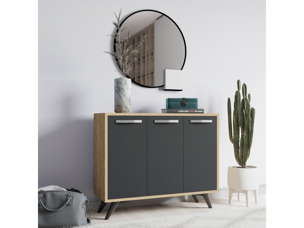 Credenza in legno "Piffa" - 100 x 35 x 82 cm - Grigio antracite