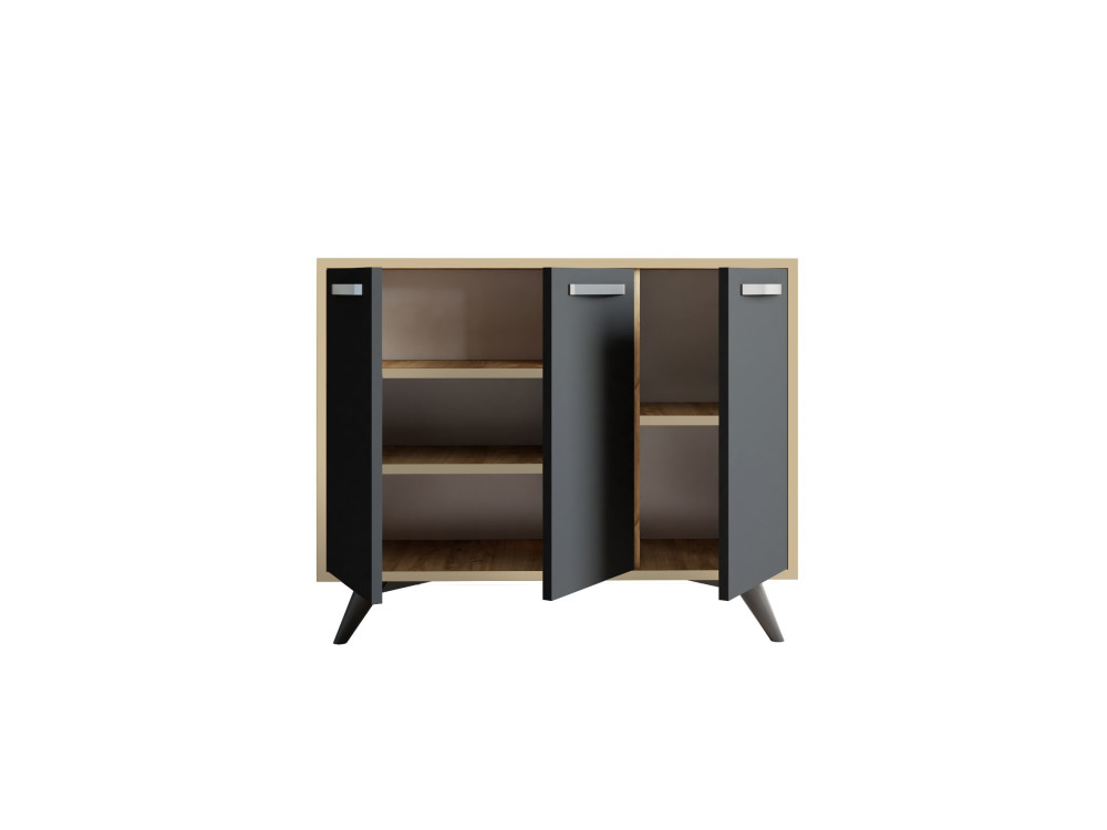 Credenza in legno "Piffa" - 100 x 35 x 82 cm - Grigio antracite