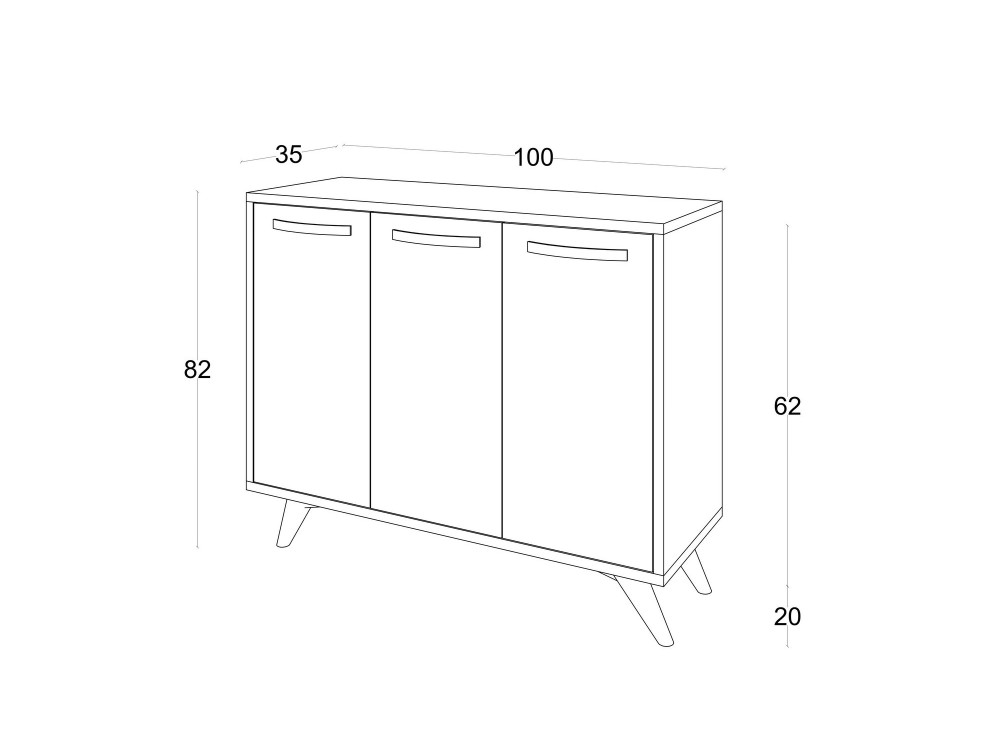 Credenza in legno "Piffa" - 100 x 35 x 82 cm - Grigio antracite