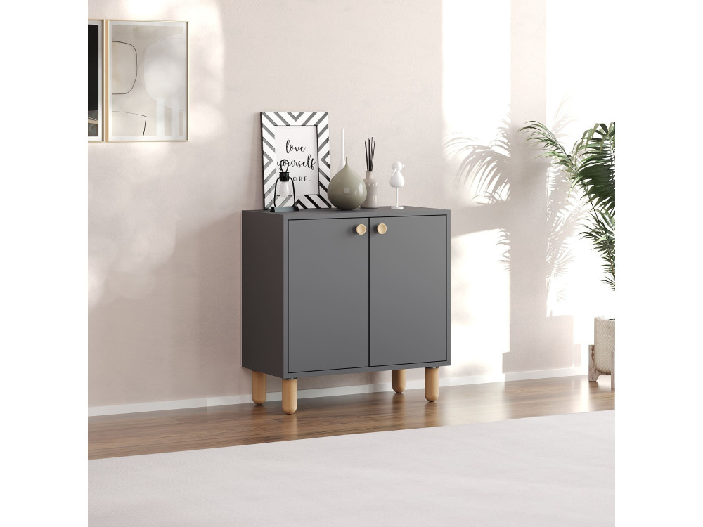 Credenza in legno "Lina" - 72 x 36 x 73 cm - Grigio antracite