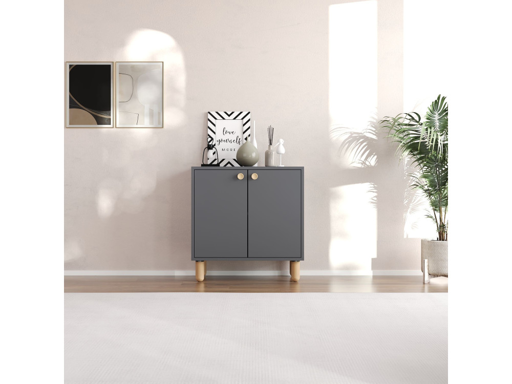 Credenza in legno "Lina" - 72 x 36 x 73 cm - Grigio antracite