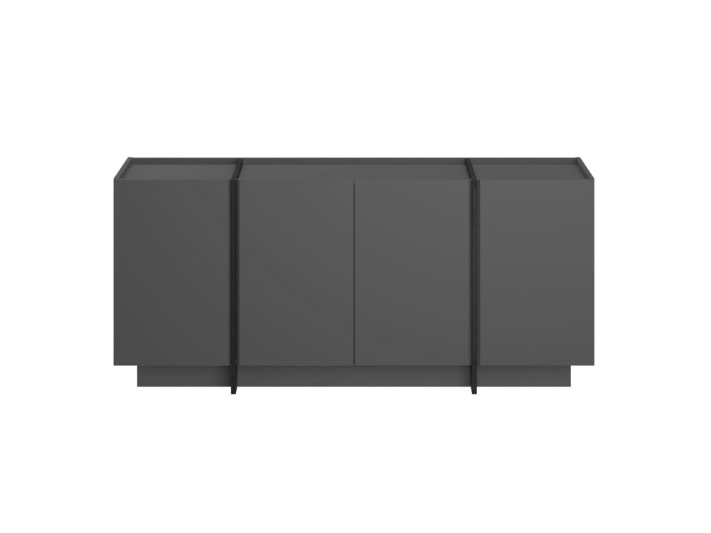 Credenza in legno "Dorma" - 180 x 45 x 80 cm - Antracite / Nero