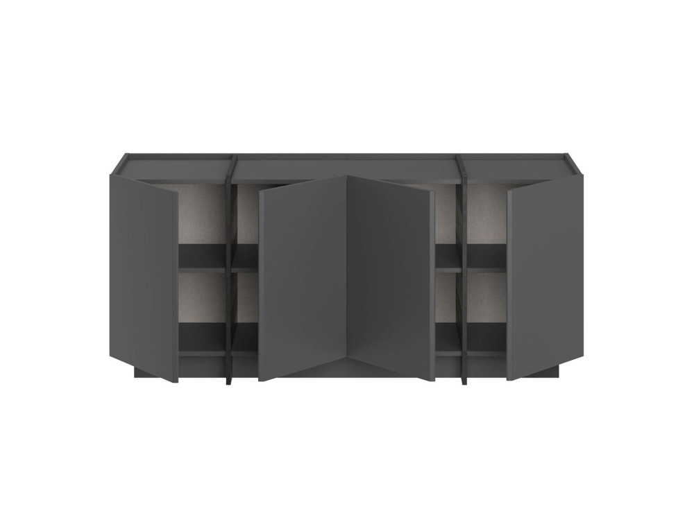 Credenza in legno "Dorma" - 180 x 45 x 80 cm - Antracite / Nero