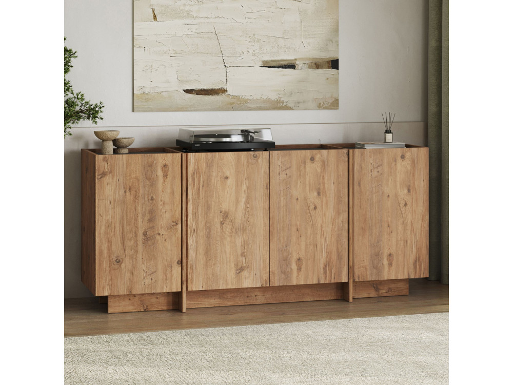 Credenza in legno "Dorma" - 180 x 45 x 80 cm - Pino Atlantico / Antracite