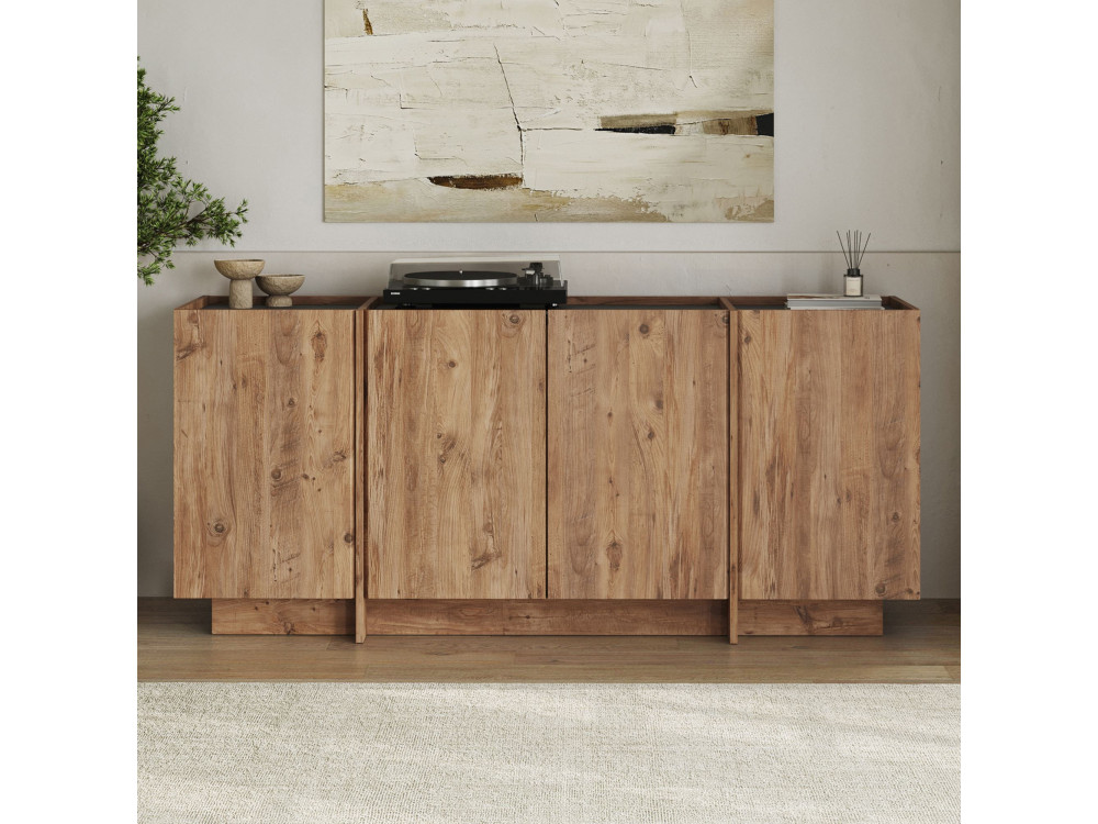 Credenza in legno "Dorma" - 180 x 45 x 80 cm - Pino Atlantico / Antracite