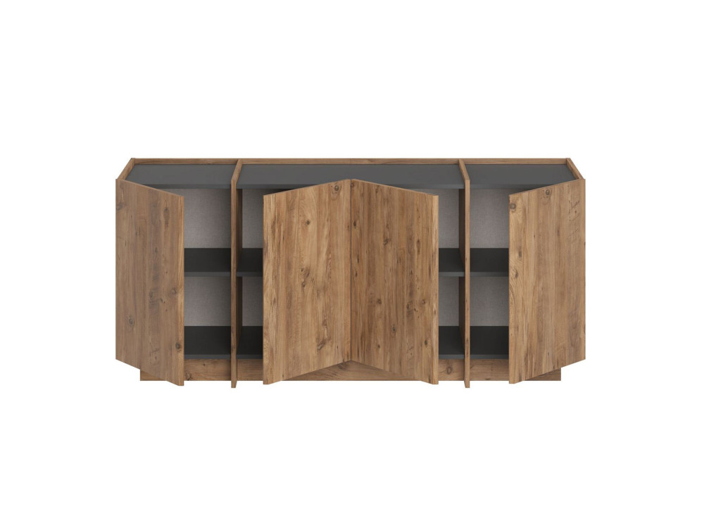 Credenza in legno "Dorma" - 180 x 45 x 80 cm - Pino Atlantico / Antracite