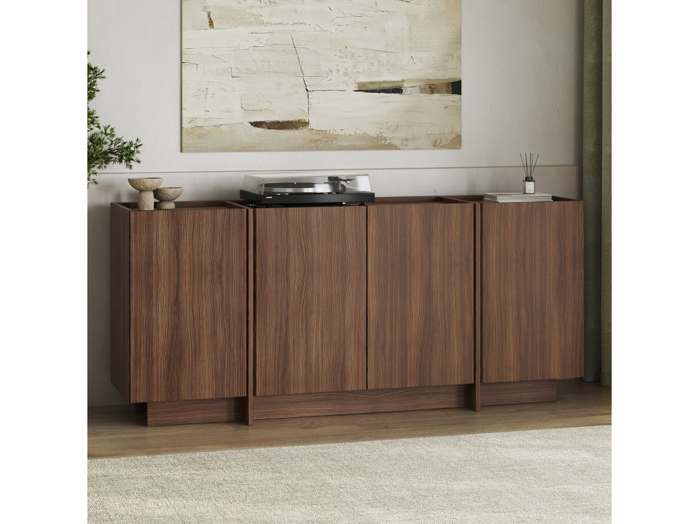 Credenza in legno "Dorma" - 180 x 45 x 80 cm - Noce Milano