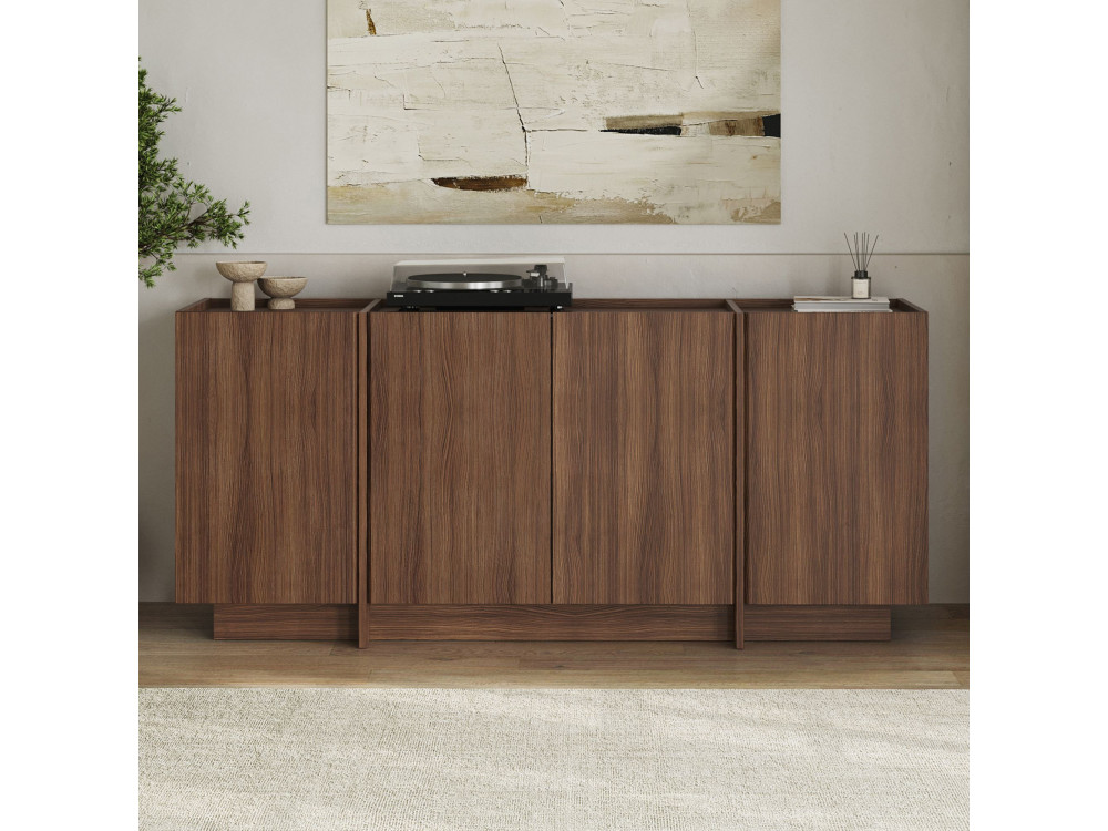 Credenza in legno "Dorma" - 180 x 45 x 80 cm - Noce Milano
