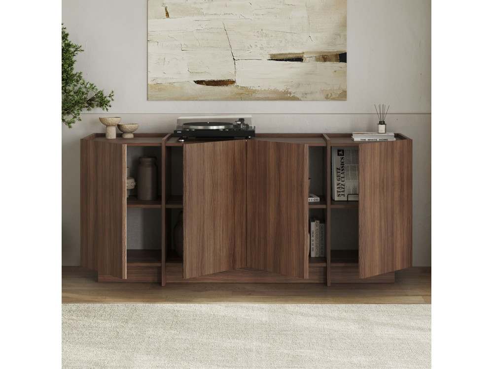 Credenza in legno "Dorma" - 180 x 45 x 80 cm - Noce Milano