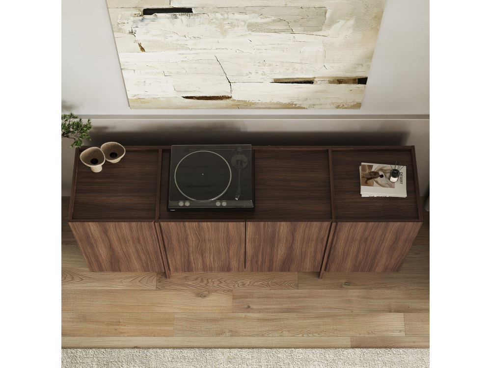 Credenza in legno "Dorma" - 180 x 45 x 80 cm - Noce Milano
