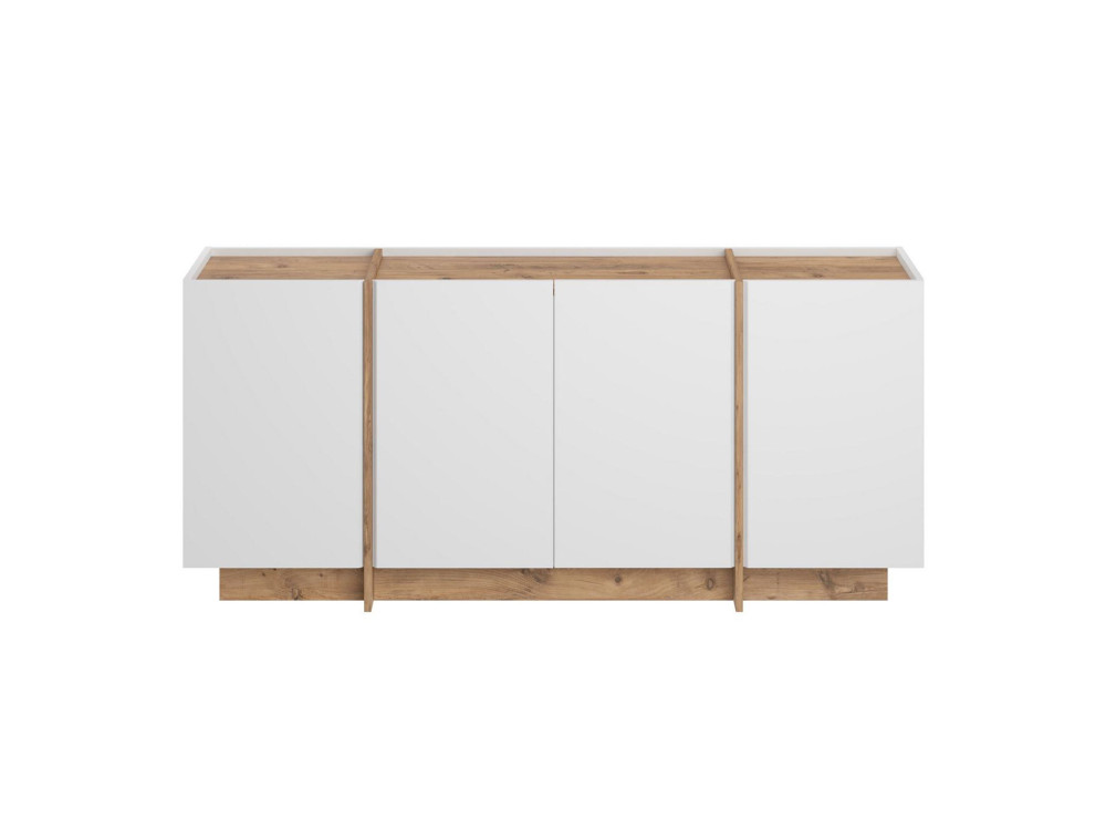 Credenza in legno "Dorma" - 180 x 45 x 80 cm - Bianco / Pino Atlantico