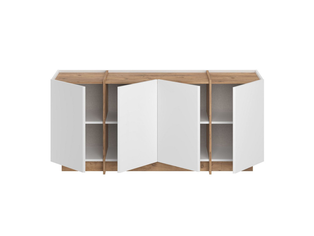 Credenza in legno "Dorma" - 180 x 45 x 80 cm - Bianco / Pino Atlantico