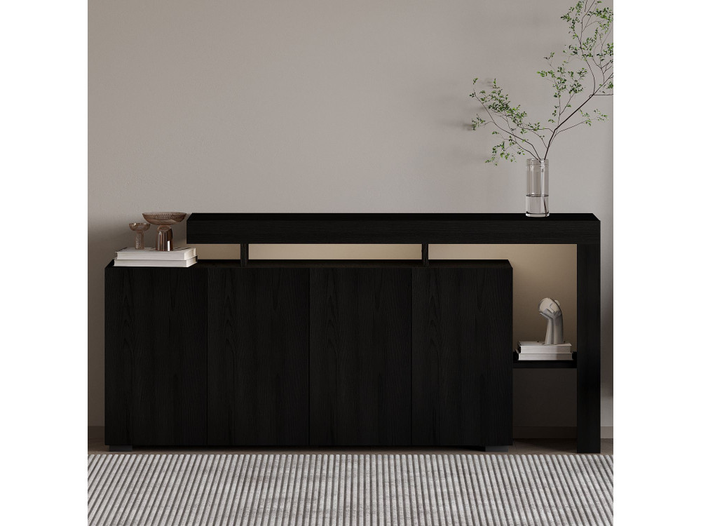 Credenza in legno "Beliz" - 170 x 35 x 80 cm - Legno nero