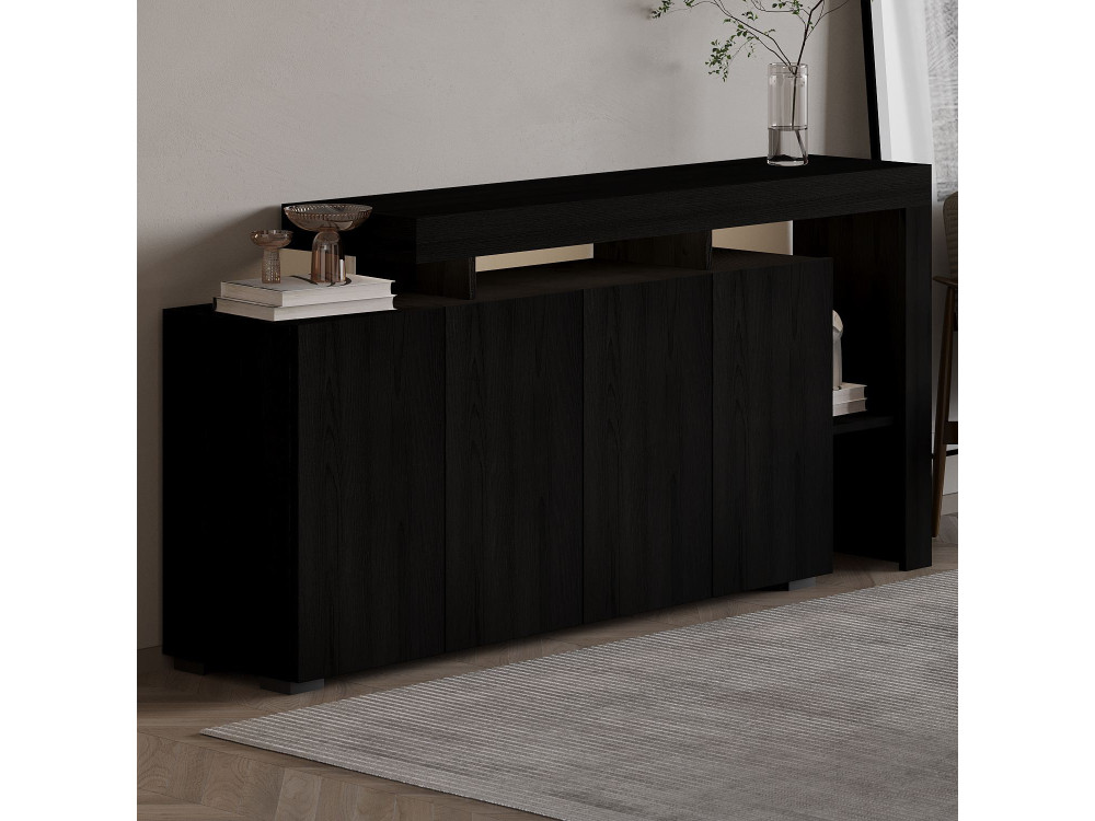 Credenza in legno "Beliz" - 170 x 35 x 80 cm - Legno nero