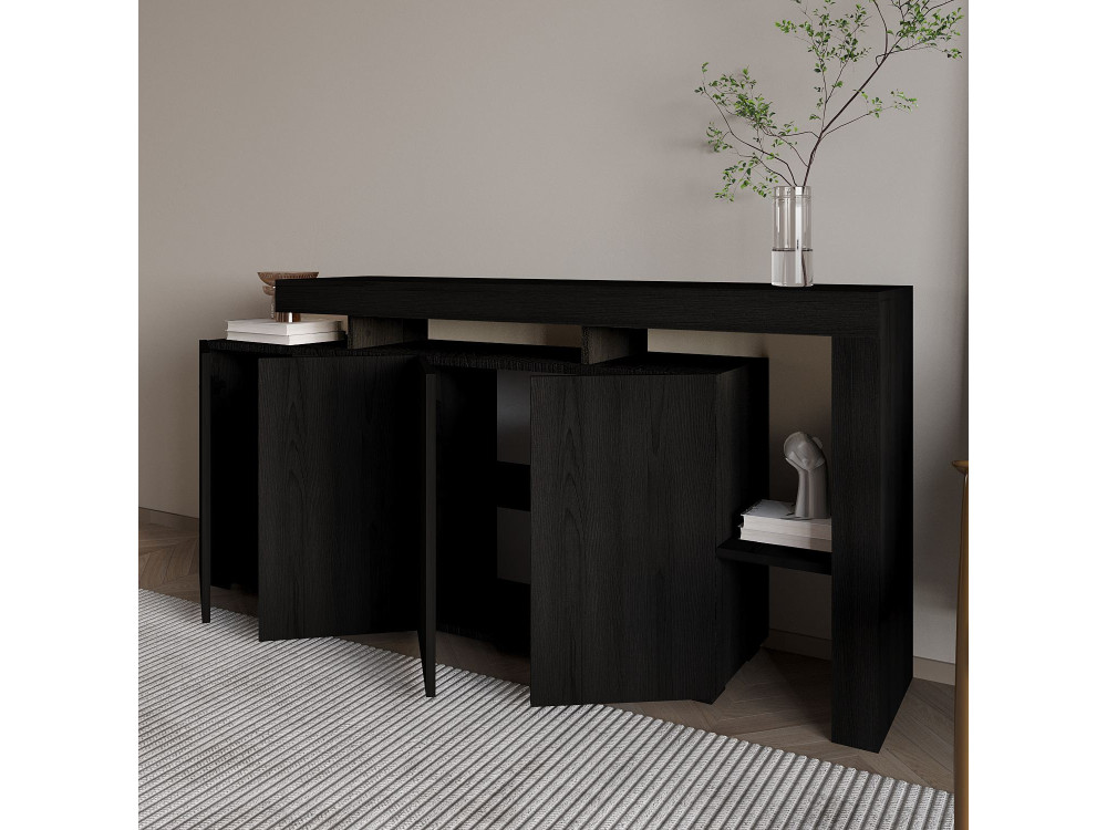 Credenza in legno "Beliz" - 170 x 35 x 80 cm - Legno nero