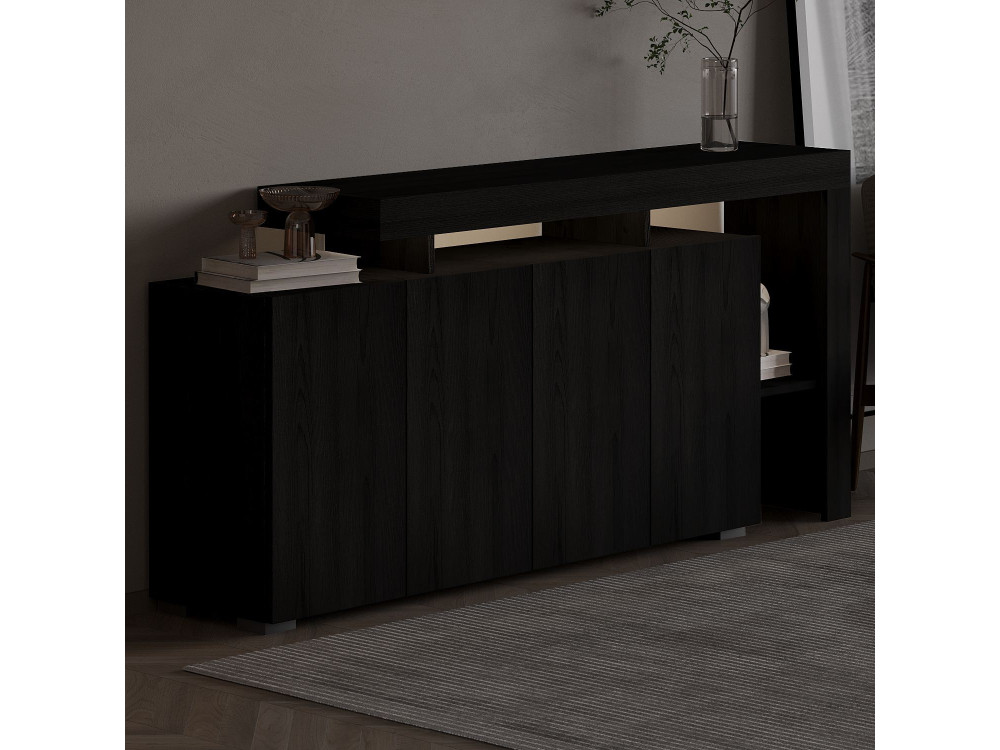 Credenza in legno "Beliz" - 170 x 35 x 80 cm - Legno nero
