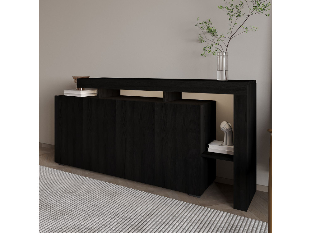 Credenza in legno "Beliz" - 170 x 35 x 80 cm - Legno nero