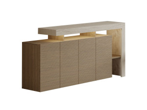 Credenza in legno "Beliz" - 170 x 35 x 80 cm - Travertino / Rovere caldo