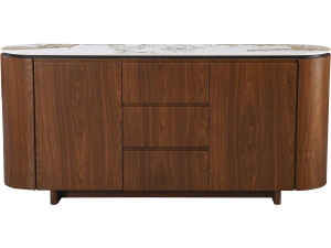 Credenza "Stonea" in legno con piano in ceramica - 180 x 40 x 85 cm - Marrone