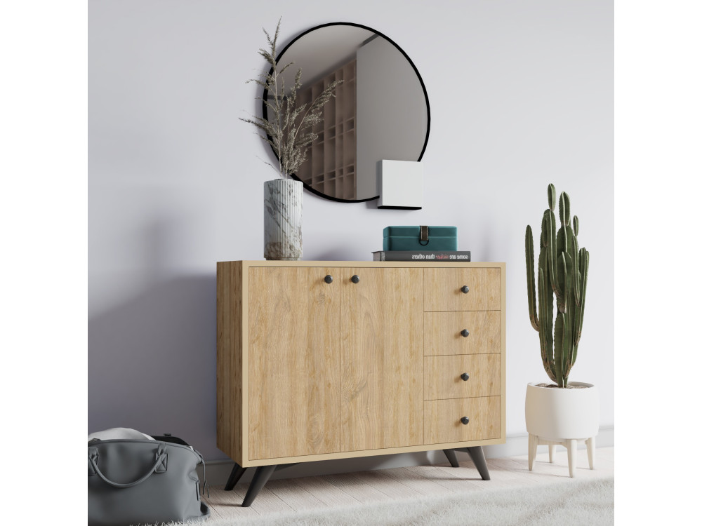 Credenza in legno "Waga" - 100 x 35 x 82 cm - Marrone
