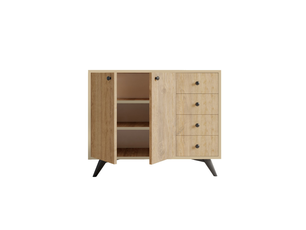 Credenza in legno "Waga" - 100 x 35 x 82 cm - Marrone