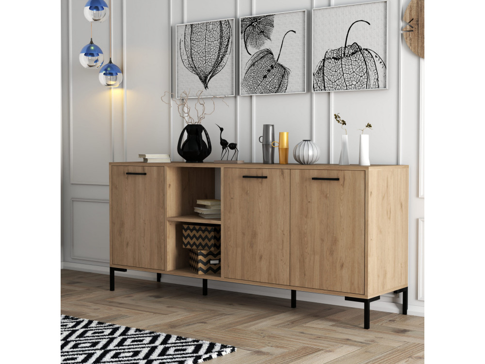 Credenza in legno "Aurora" - 180 x 45 x 80 cm - Marrone