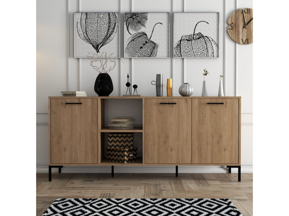 Credenza in legno "Aurora" - 180 x 45 x 80 cm - Marrone
