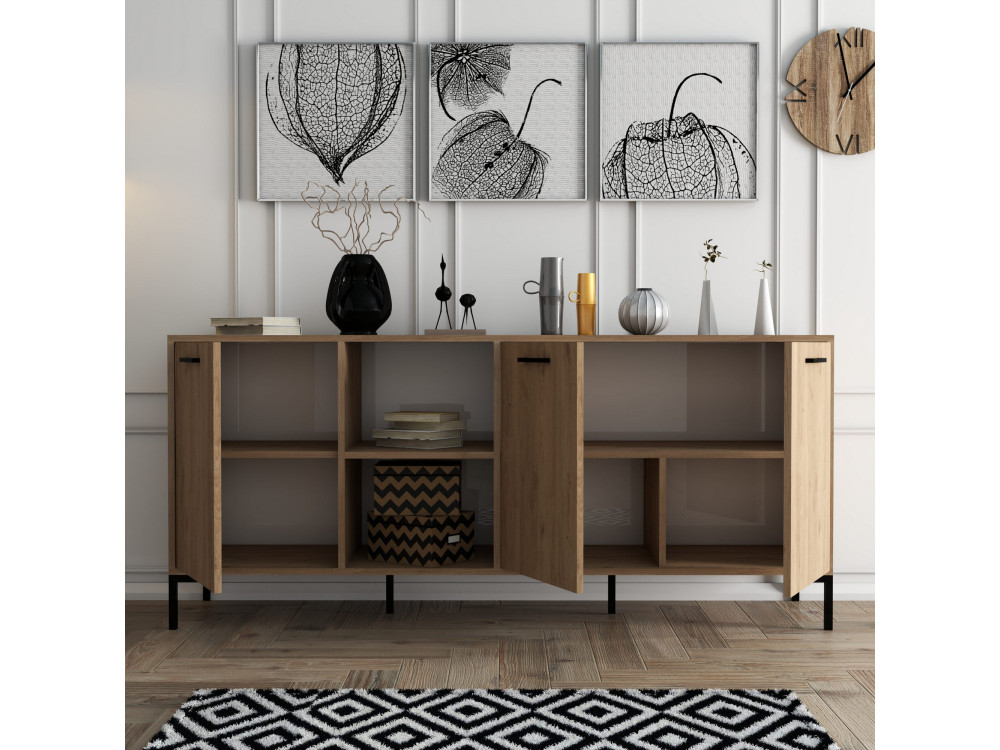 Credenza in legno "Aurora" - 180 x 45 x 80 cm - Marrone