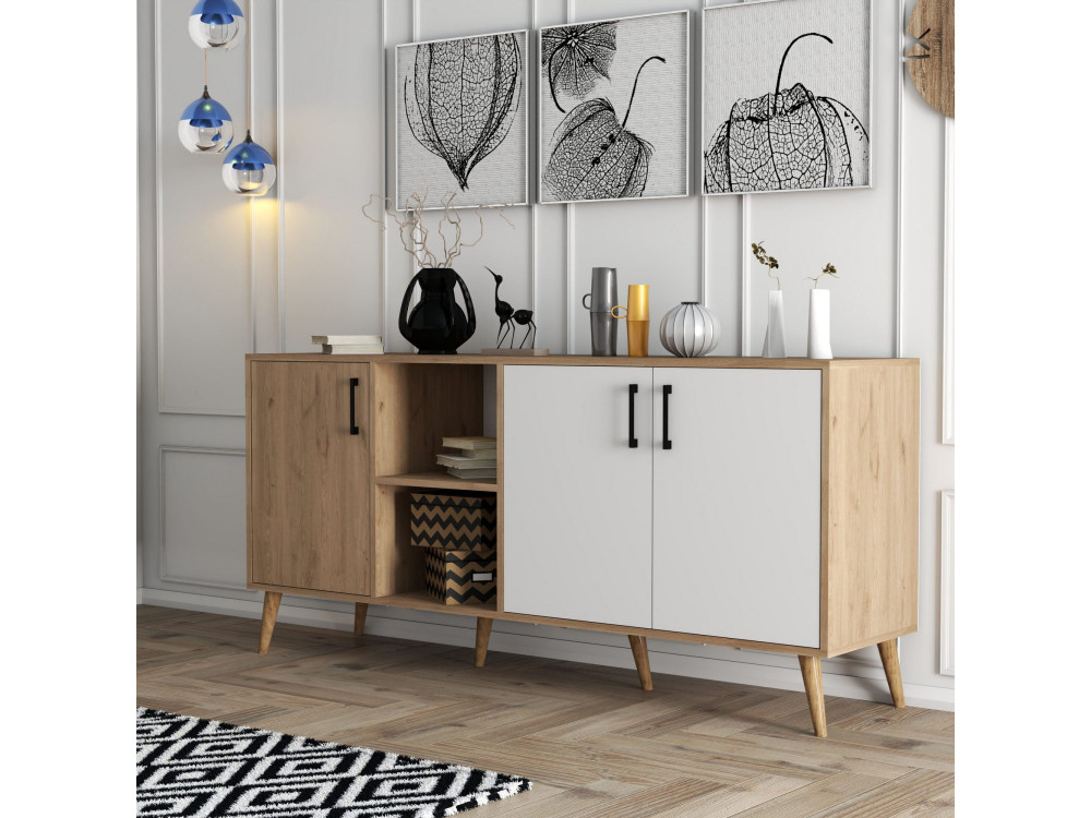 Credenza in legno "Exxen" - 180 x 45 x 80 cm - Bianco