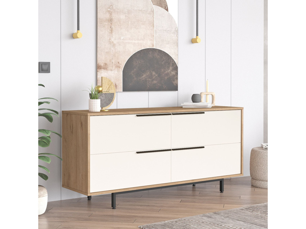 Credenza in legno "ON3-SW" - 160 x 44 x 74 cm - Bianco