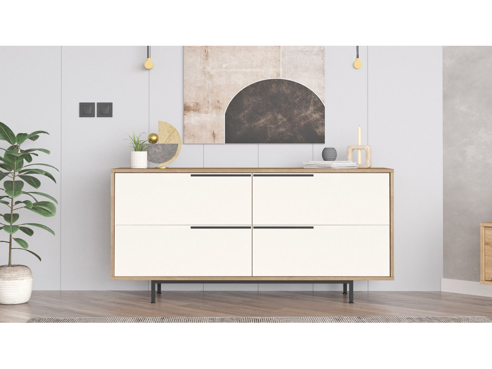 Credenza in legno "ON3-SW" - 160 x 44 x 74 cm - Bianco