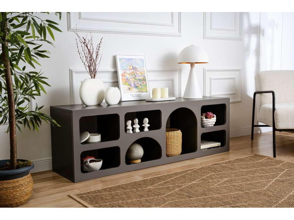 Credenza in legno "Ferlis" - 160 x 40 x 51 cm - Grigio antracite