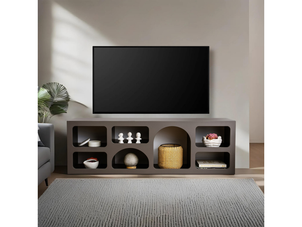 Credenza in legno "Ferlis" - 160 x 40 x 51 cm - Grigio antracite