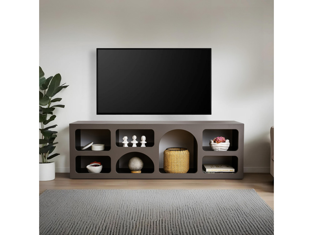Credenza in legno "Ferlis" - 160 x 40 x 51 cm - Grigio antracite