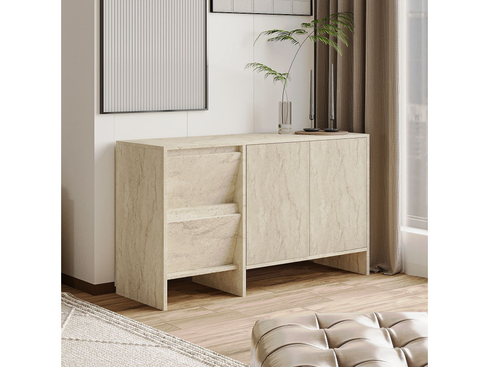 Credenza in legno "Laris 130" - 130 x 44 x 82 cm - Travertino