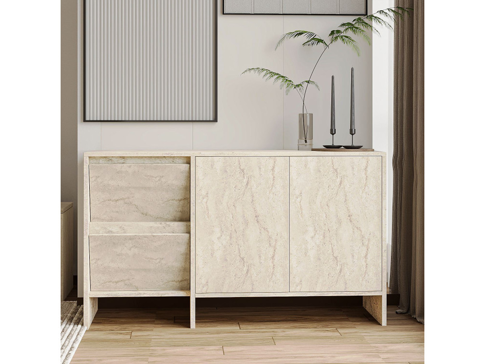 Credenza in legno "Laris 130" - 130 x 44 x 82 cm - Travertino
